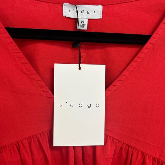 NWT S'edge Firework Red Louisa V Neck Elbow Sleeve Dress Womens Medium - Picture 6 of 6